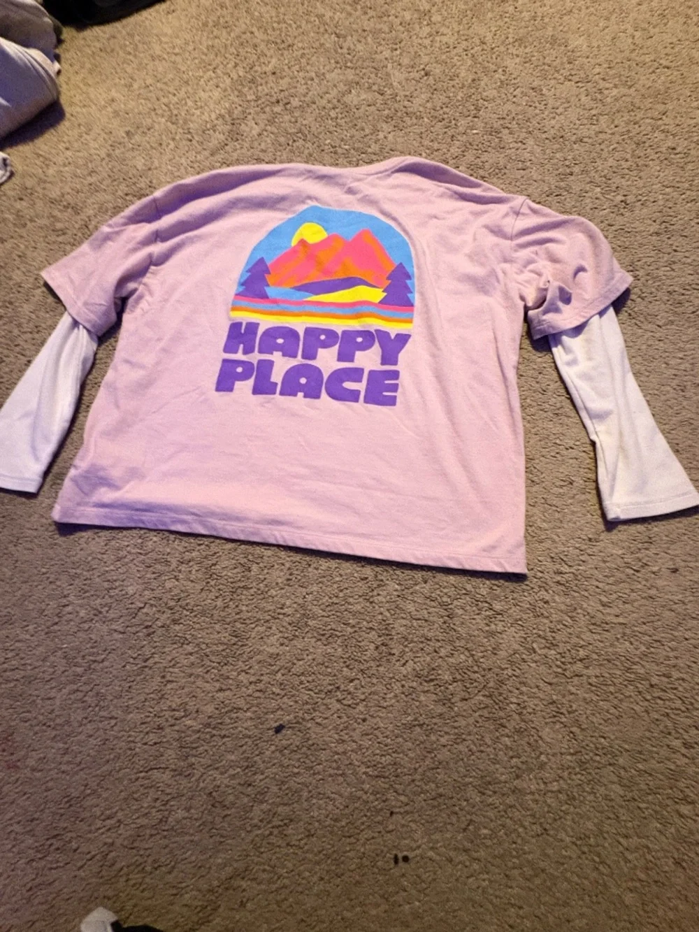 happy place short on long sleeve - girls 14-16